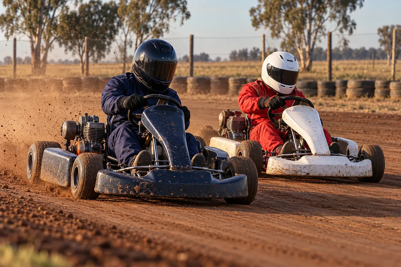 Kart derrapando en una curva de tierra